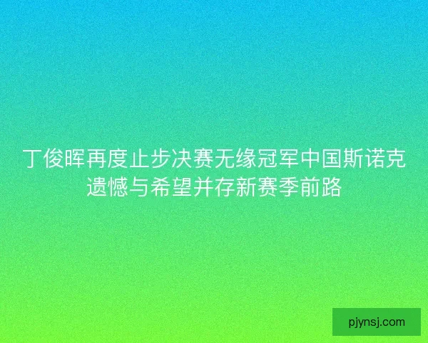丁俊晖再度止步决赛无缘冠军中国斯诺克遗憾与希望并存新赛季前路